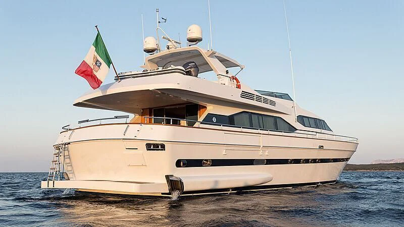 a large white boat on the water aboard PIERPAOLO IV Yacht for Sale