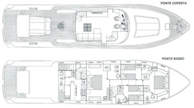 diagram, engineering drawing aboard MARACANA Yacht for Sale