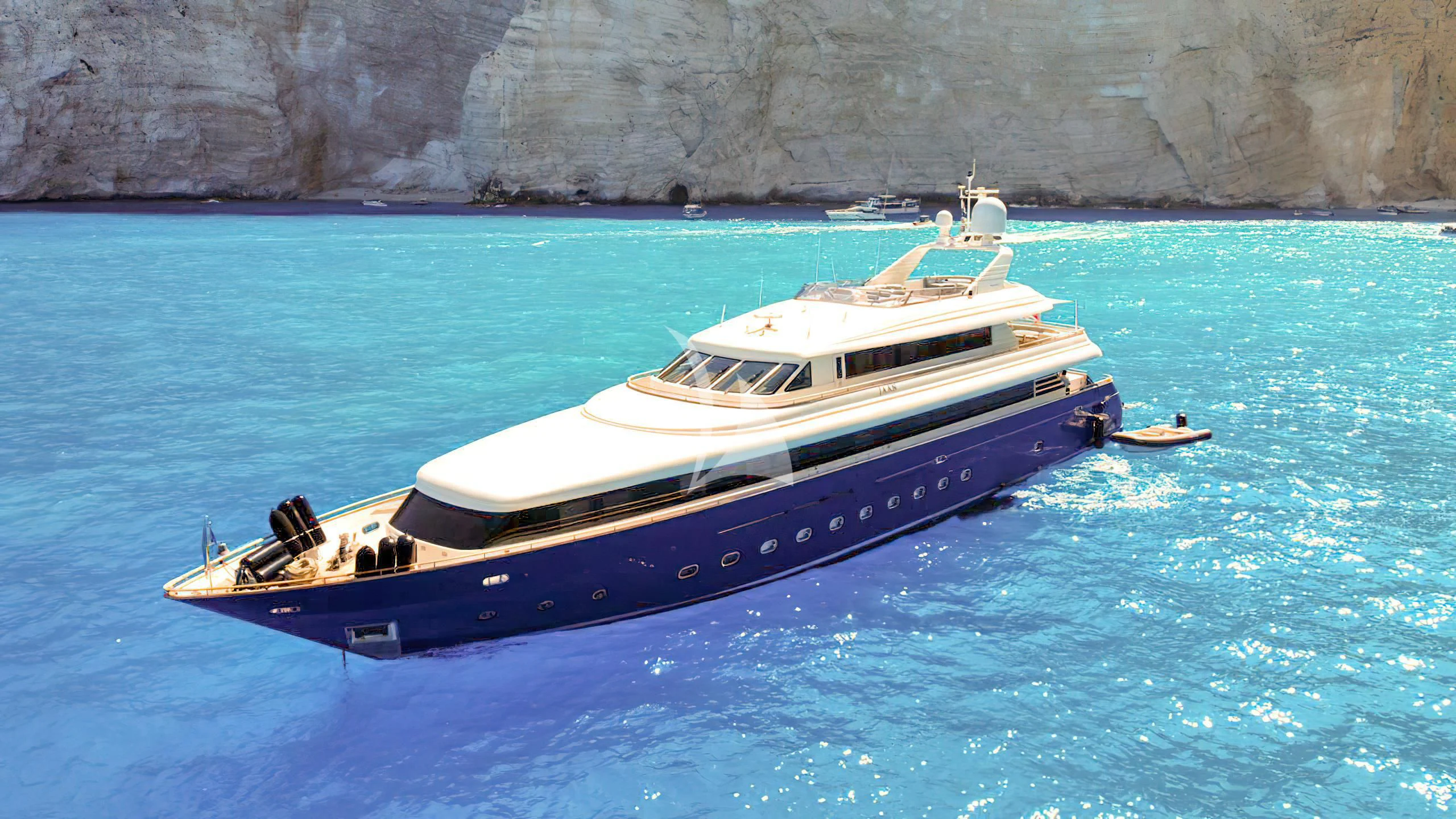 a boat in the water aboard JAAN Yacht for Sale