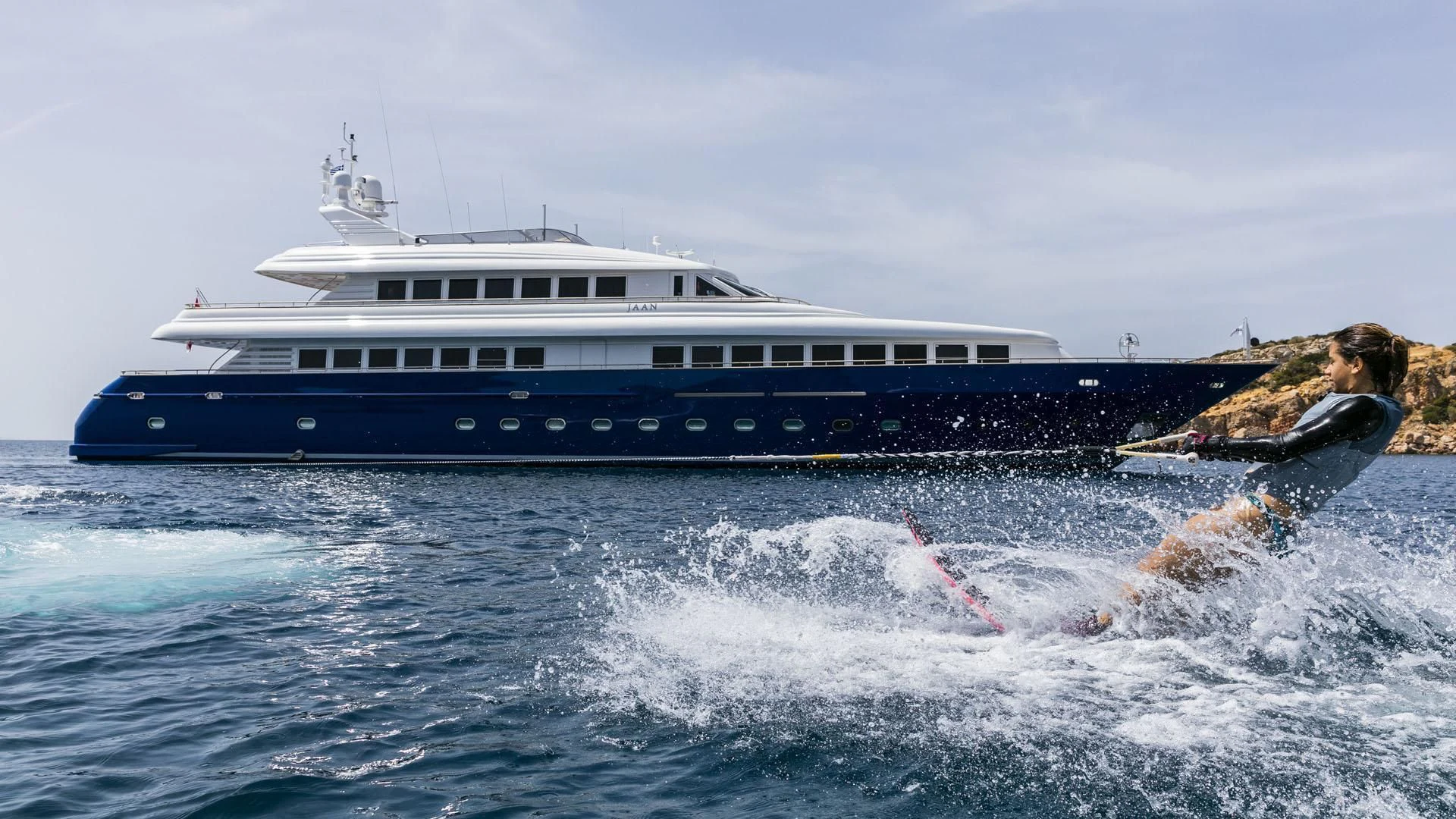 a boat in the water aboard JAAN Yacht for Sale