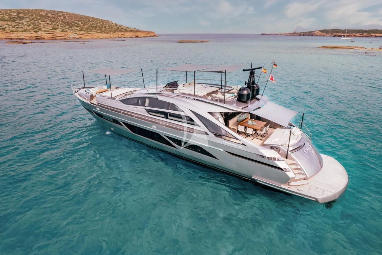 a white boat in the water aboard BALOO III Yacht for Sale