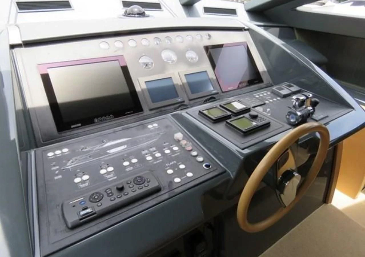 a control panel of a car aboard RIVA 86 DOMINO Yacht for Sale