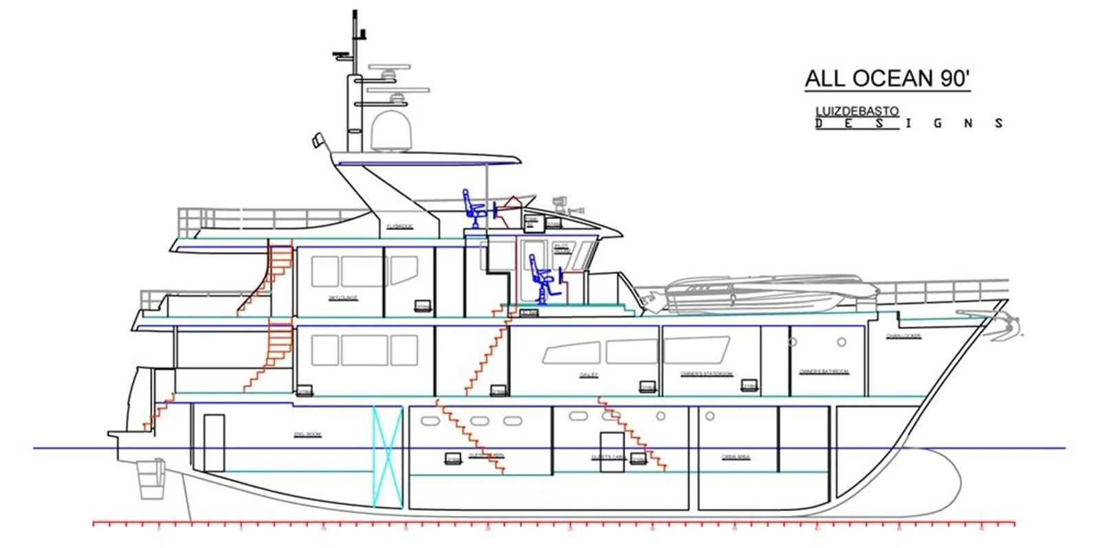 diagram, engineering drawing aboard AMANTIS 7 Yacht for Sale