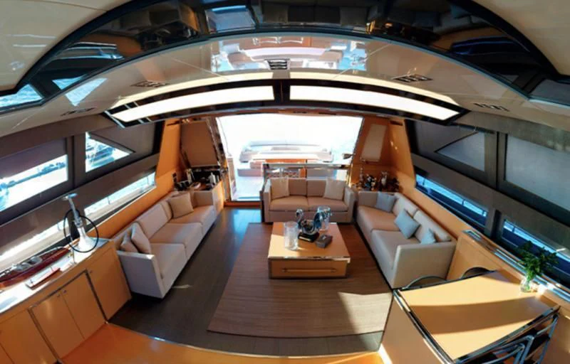 a room with a couch and a table aboard LET MY PEOPLE GO Yacht for Sale