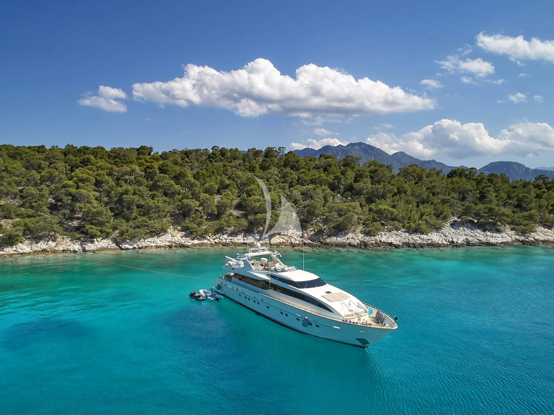 a boat in the water aboard SANSARA Yacht for Sale