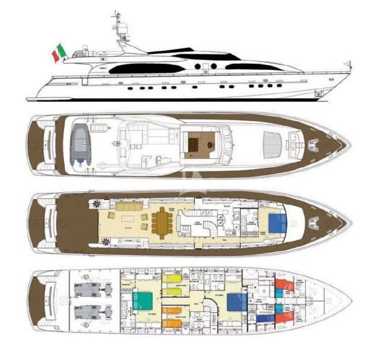 diagram, engineering drawing aboard SANSARA Yacht for Sale