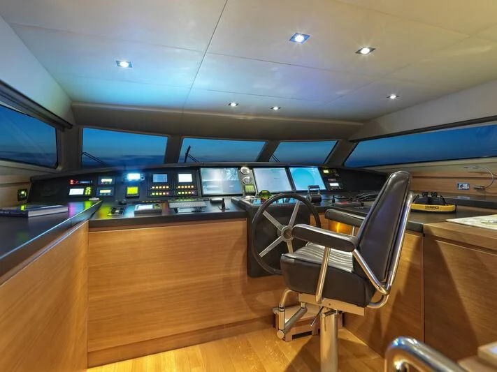 a room with a large desk and chairs aboard SANSARA Yacht for Sale