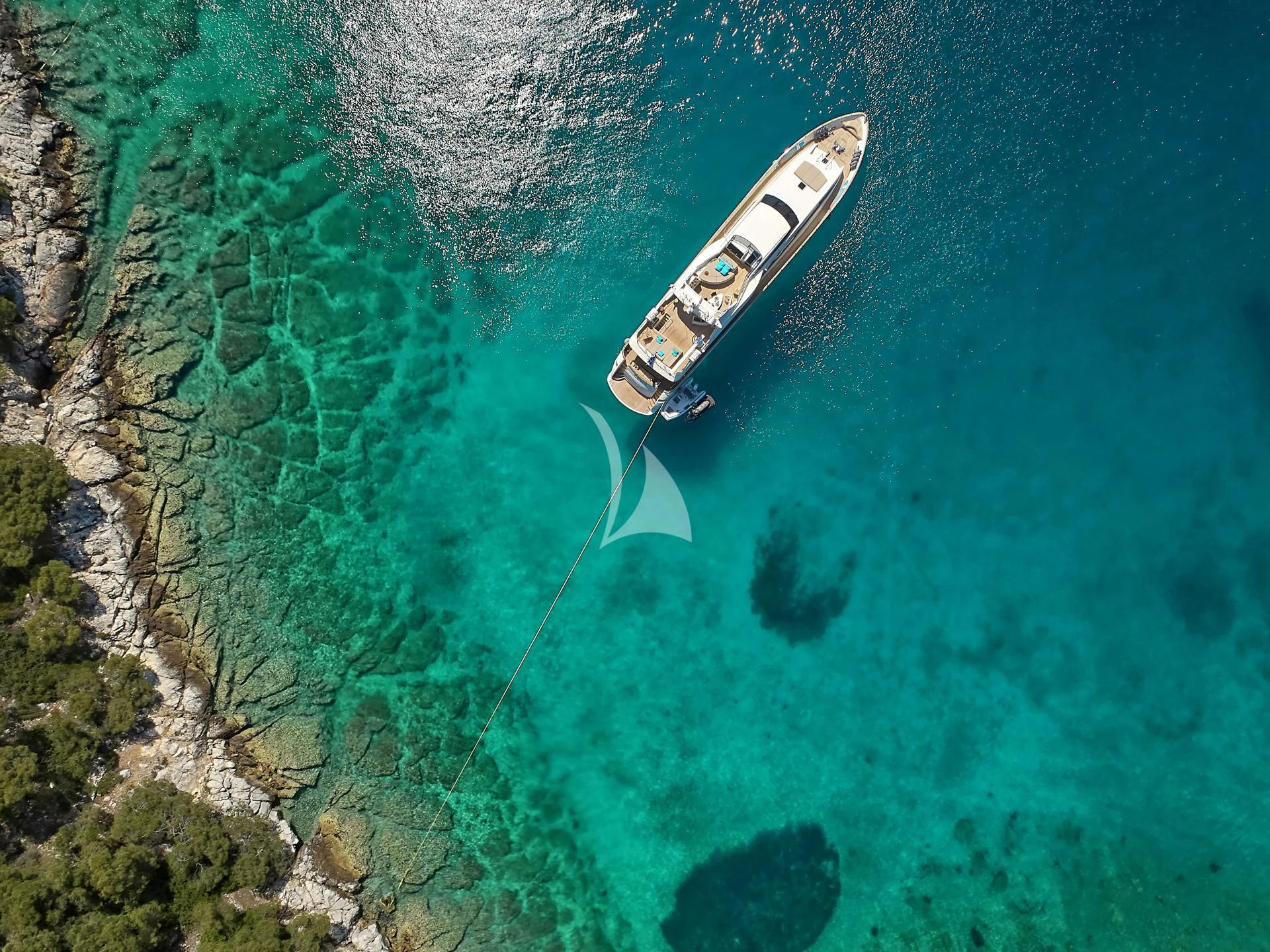 a boat in the water aboard SANSARA Yacht for Sale