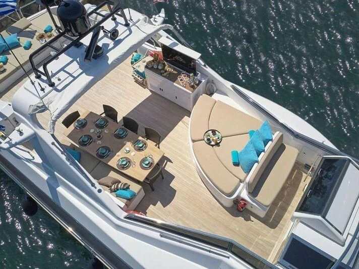 a high angle view of a boat aboard SANSARA Yacht for Sale