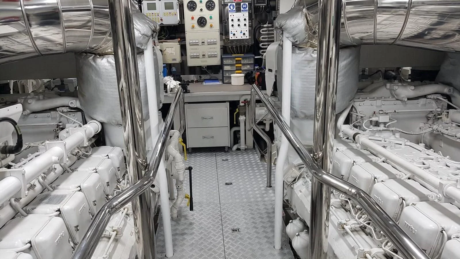 a room with machinery aboard SANSARA Yacht for Sale