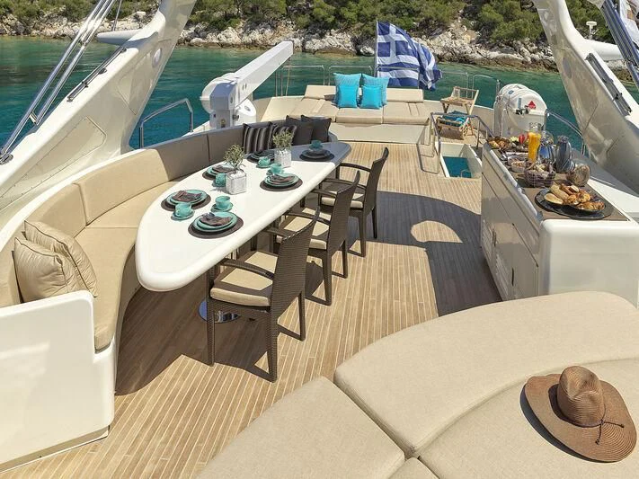 a room with a table and chairs aboard SANSARA Yacht for Sale