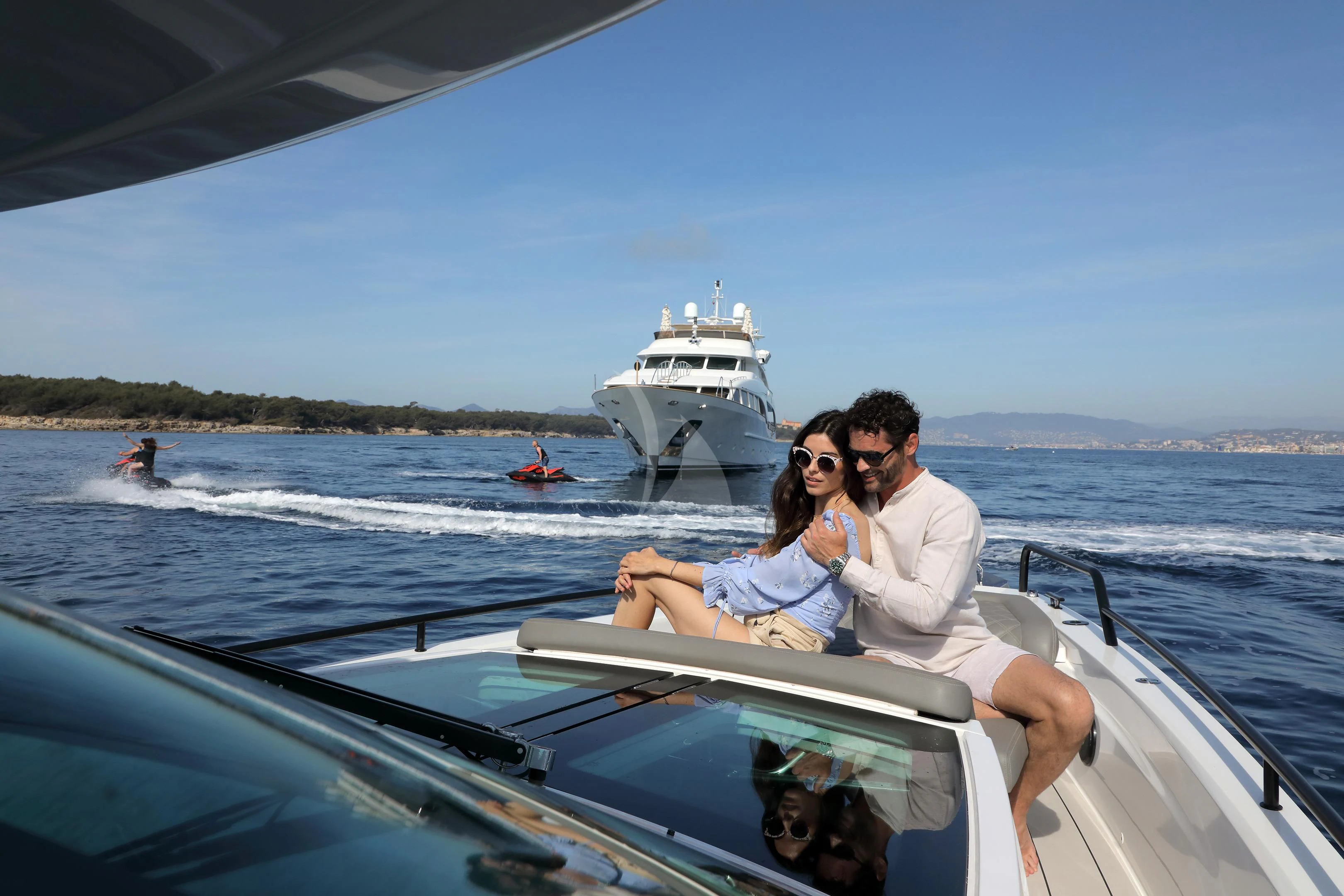 a man and woman on a boat aboard MI AMORE JULIA Yacht for Sale