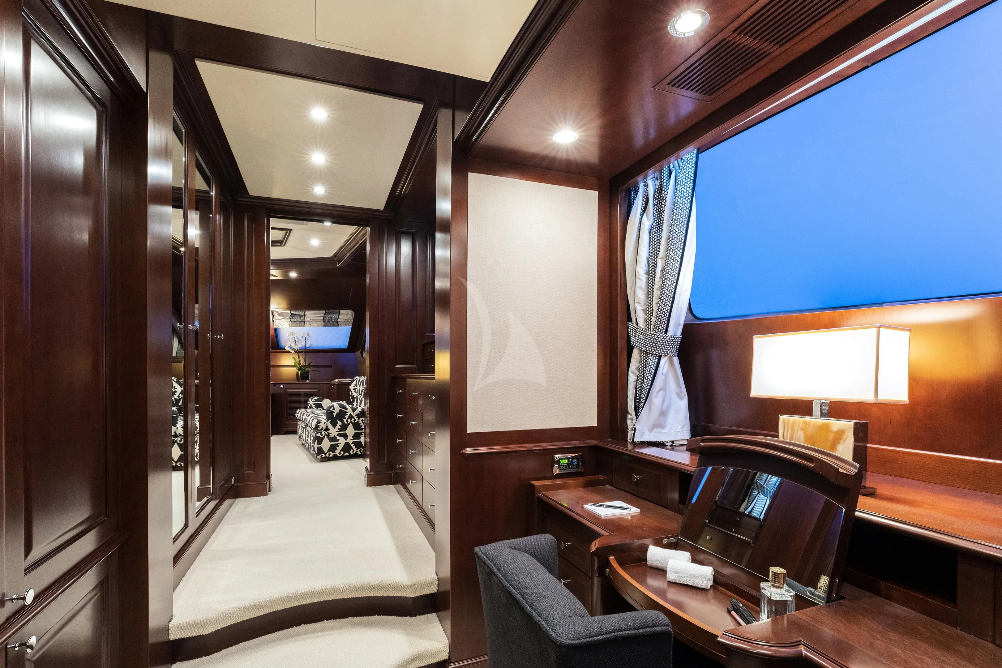 a room with a desk and a computer aboard MI AMORE JULIA Yacht for Sale