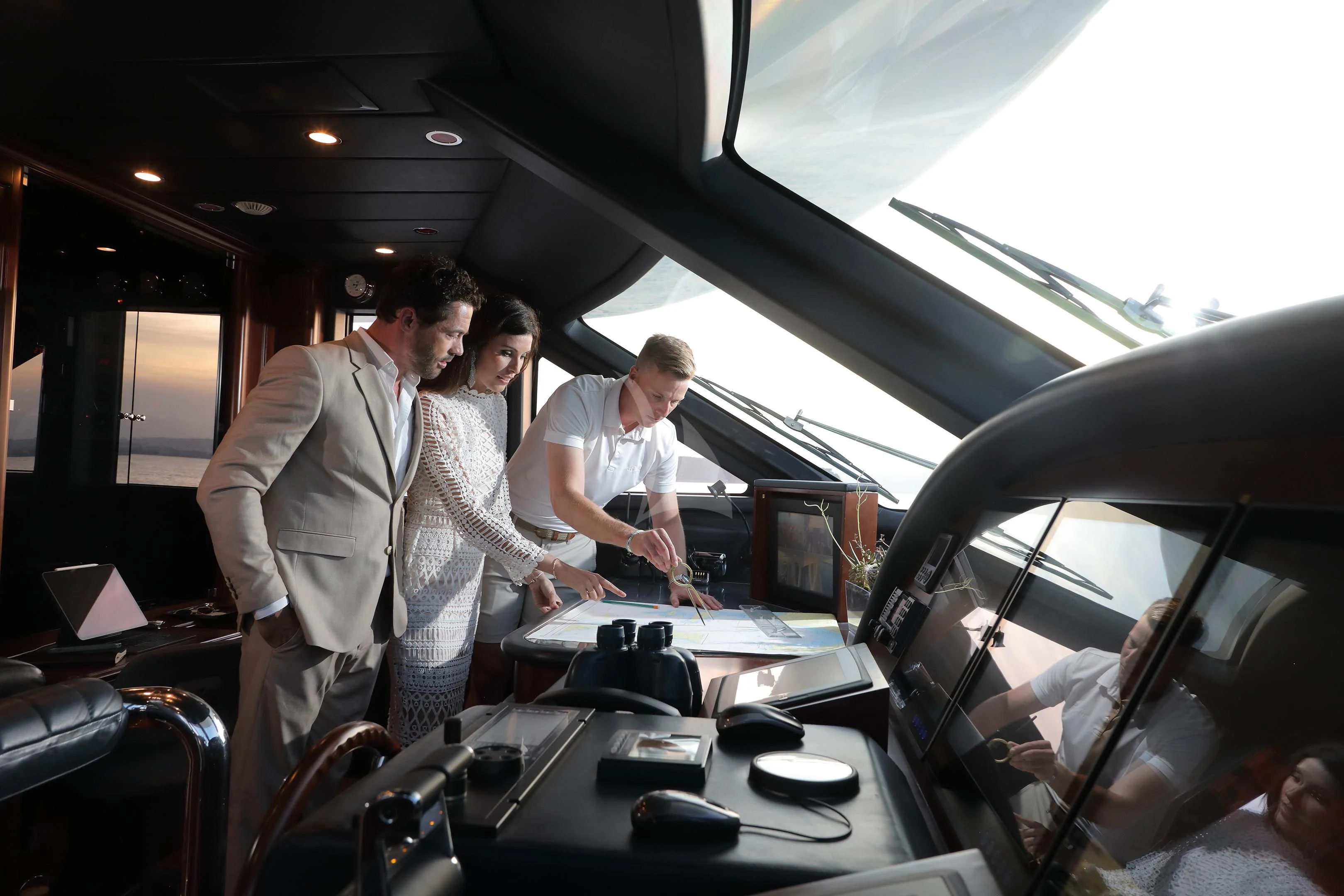 a group of people in a vehicle aboard MI AMORE JULIA Yacht for Sale