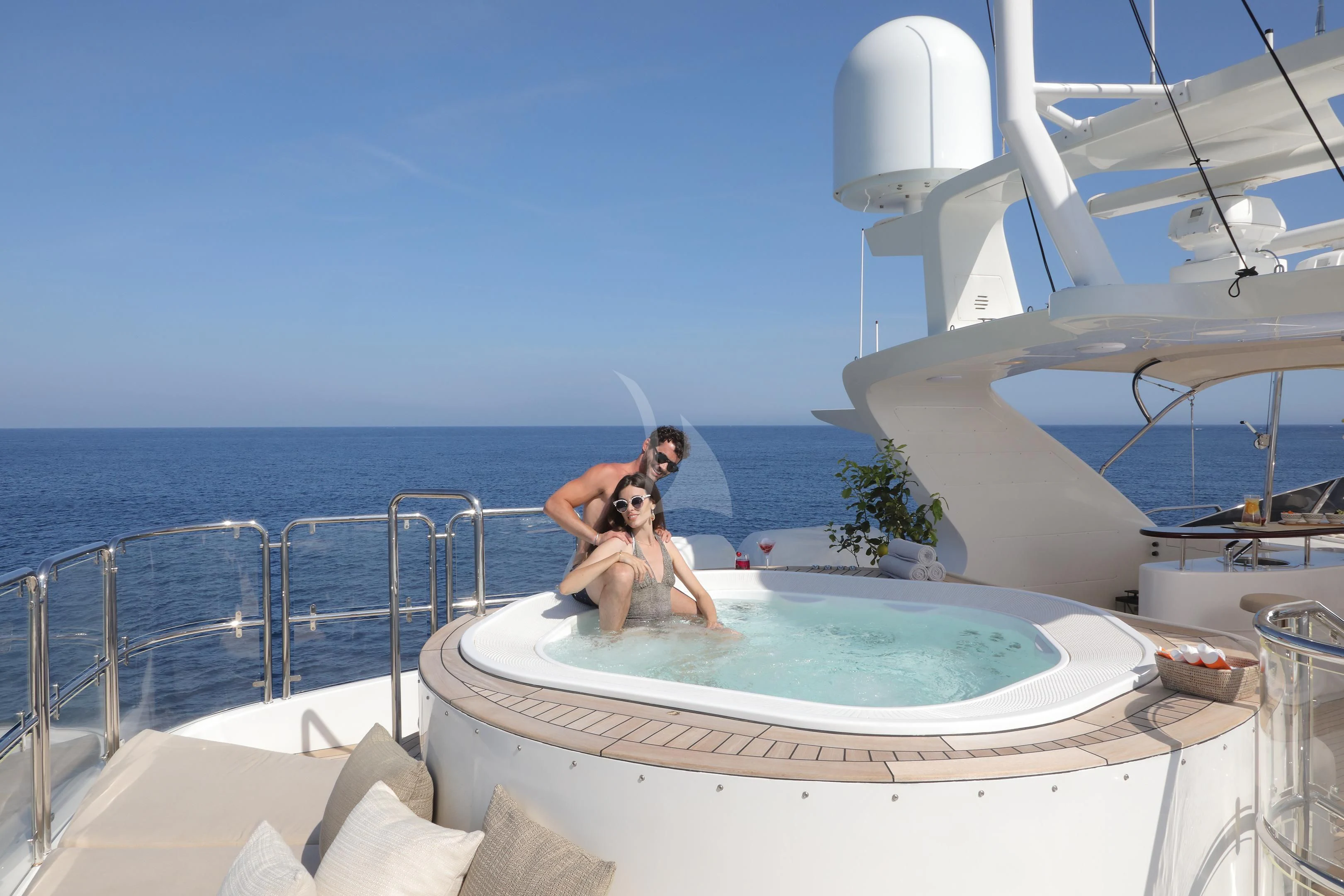 two people on a boat aboard MI AMORE JULIA Yacht for Sale