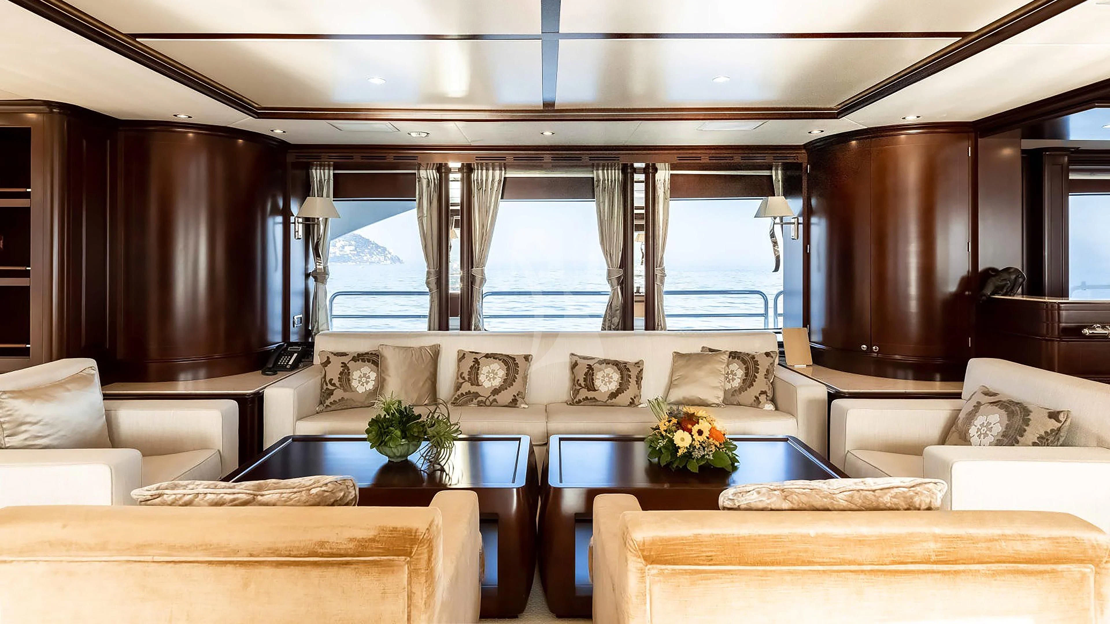 a living room with a large window aboard MI AMORE JULIA Yacht for Sale