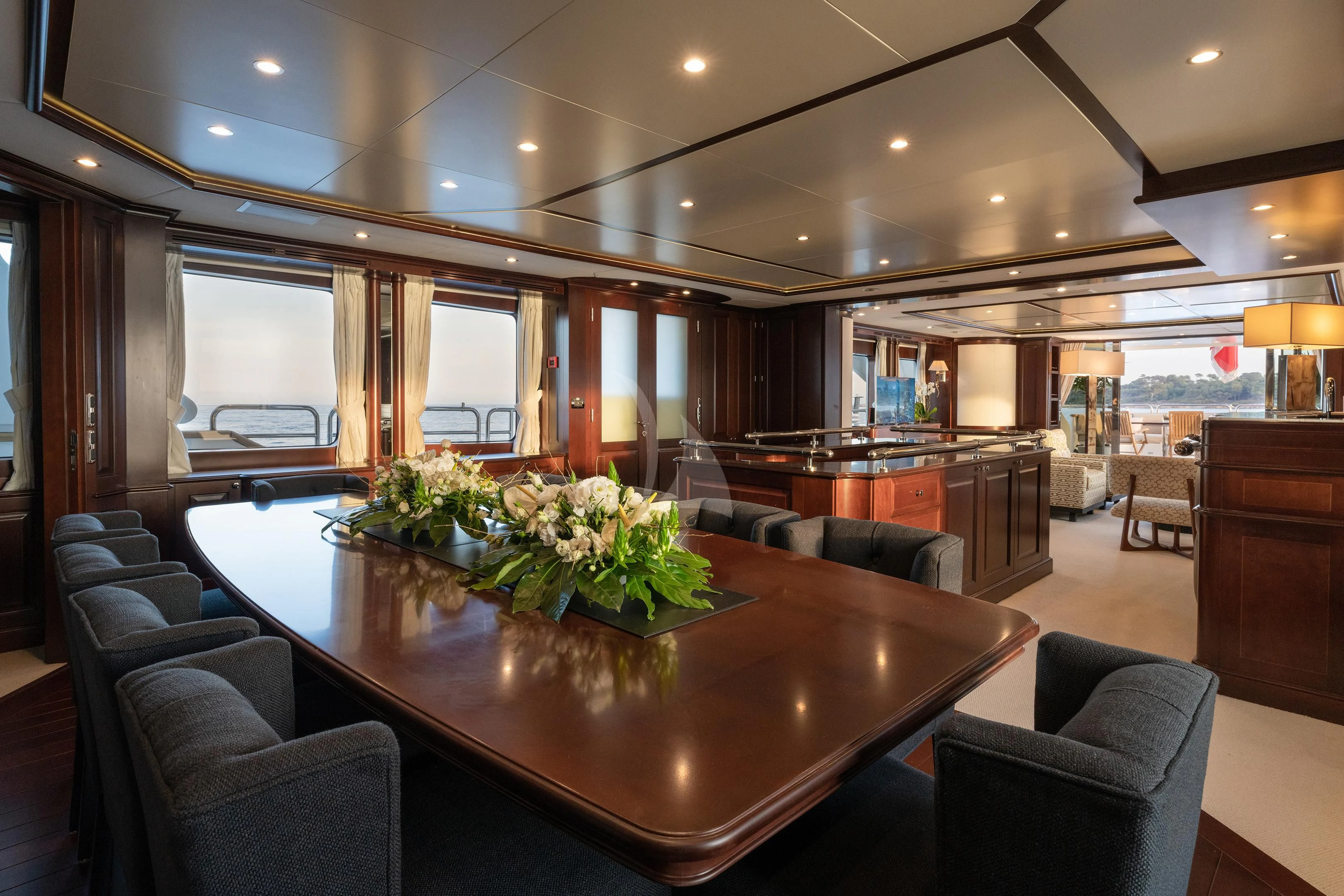 a large kitchen with a large island aboard MI AMORE JULIA Yacht for Sale