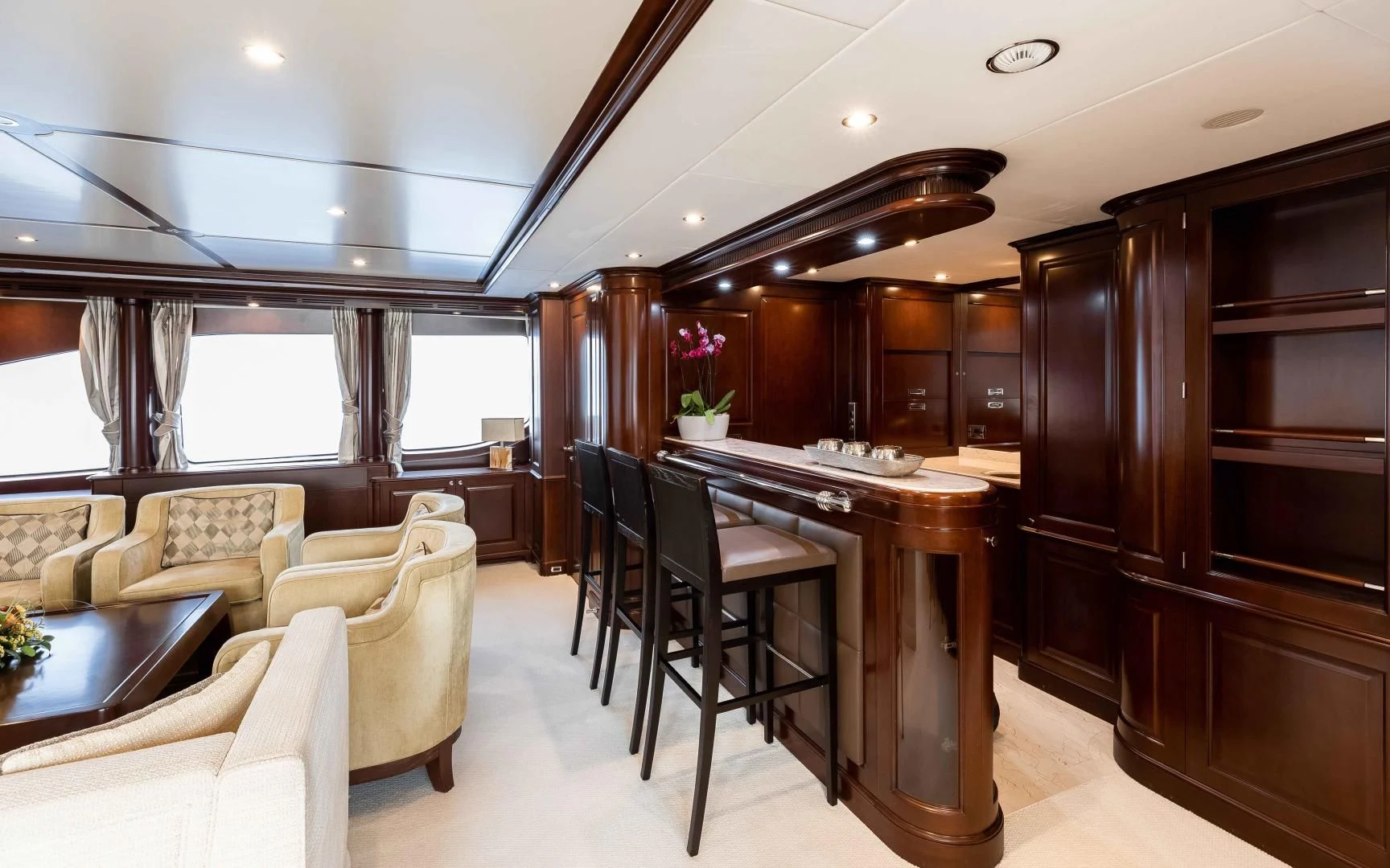 a large kitchen and dining room aboard MI AMORE JULIA Yacht for Sale