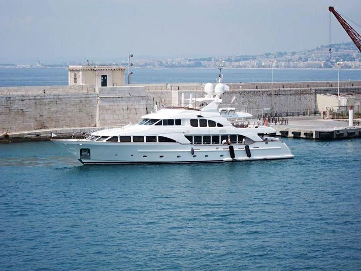 a white yacht in the water aboard MI AMORE JULIA Yacht for Sale