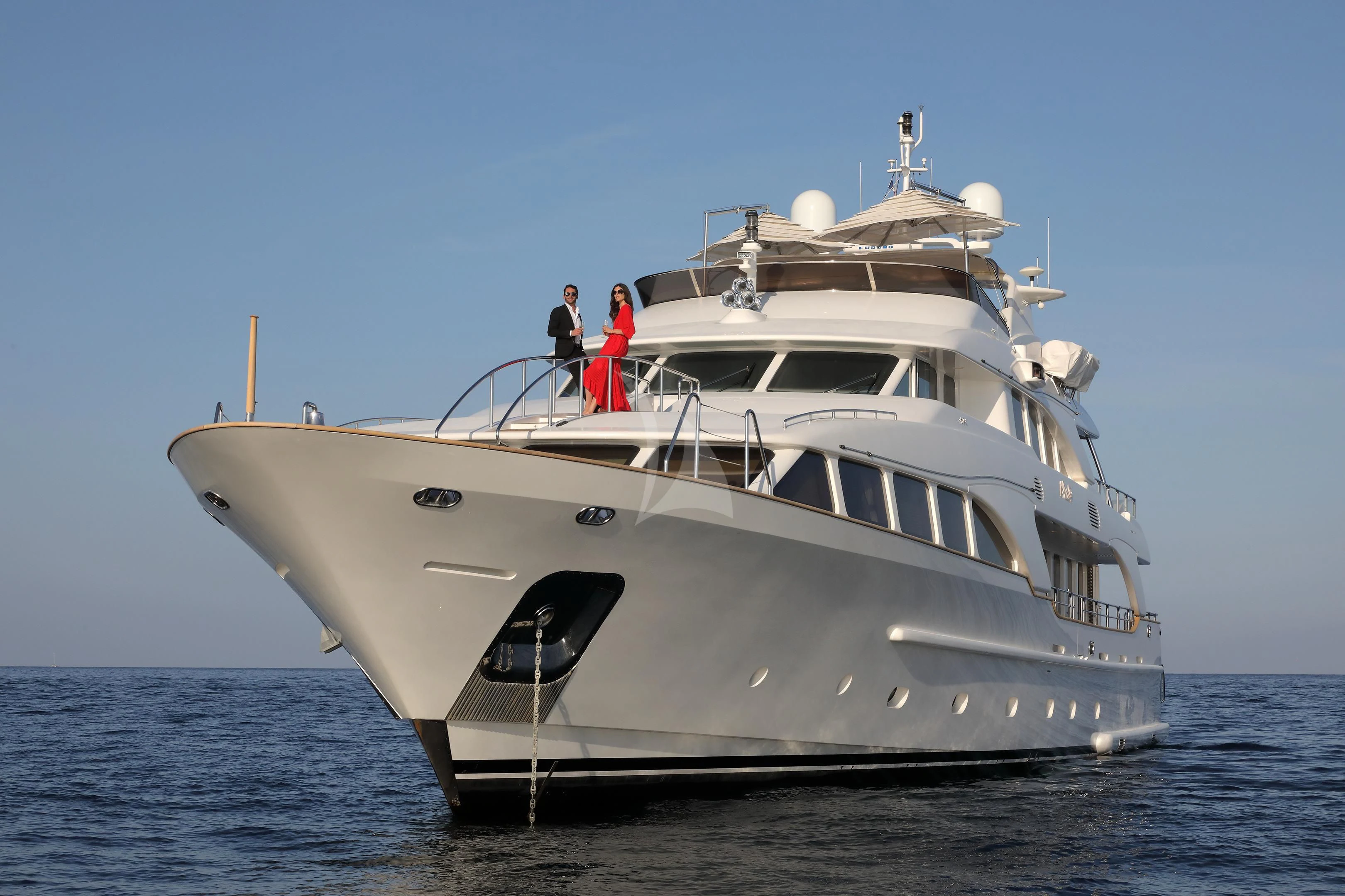 a white boat in the water aboard MI AMORE JULIA Yacht for Sale