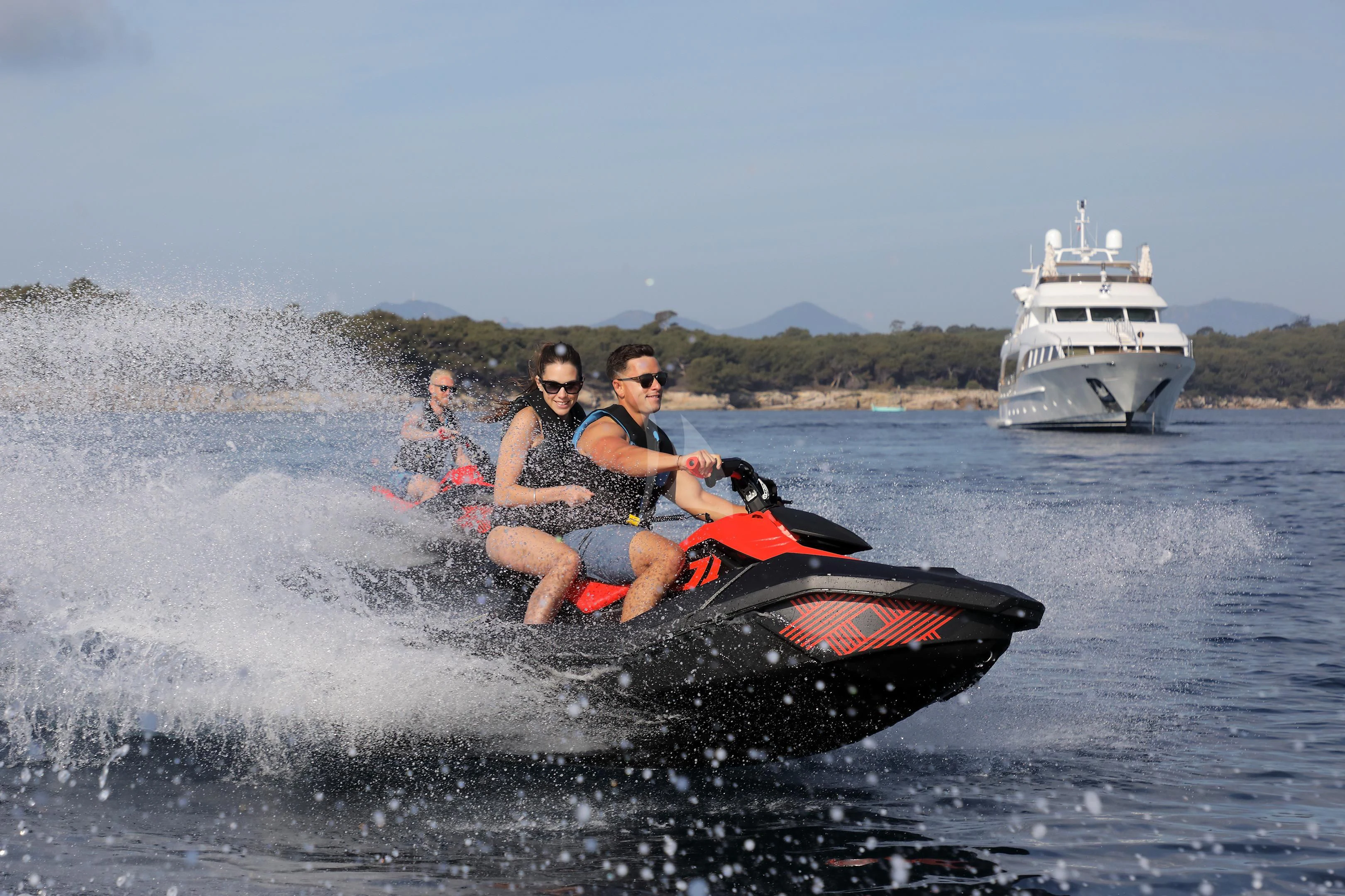 a group of people on a jet ski aboard MI AMORE JULIA Yacht for Sale