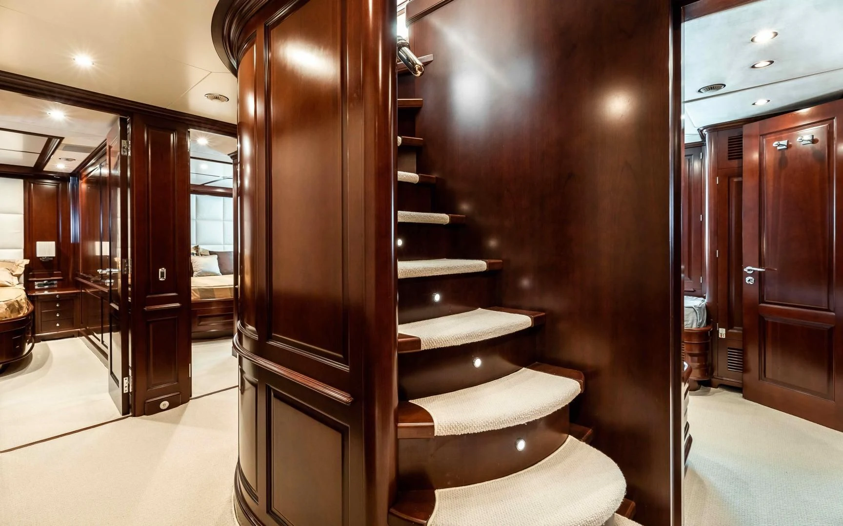 a bathroom with a large wooden closet aboard MI AMORE JULIA Yacht for Sale