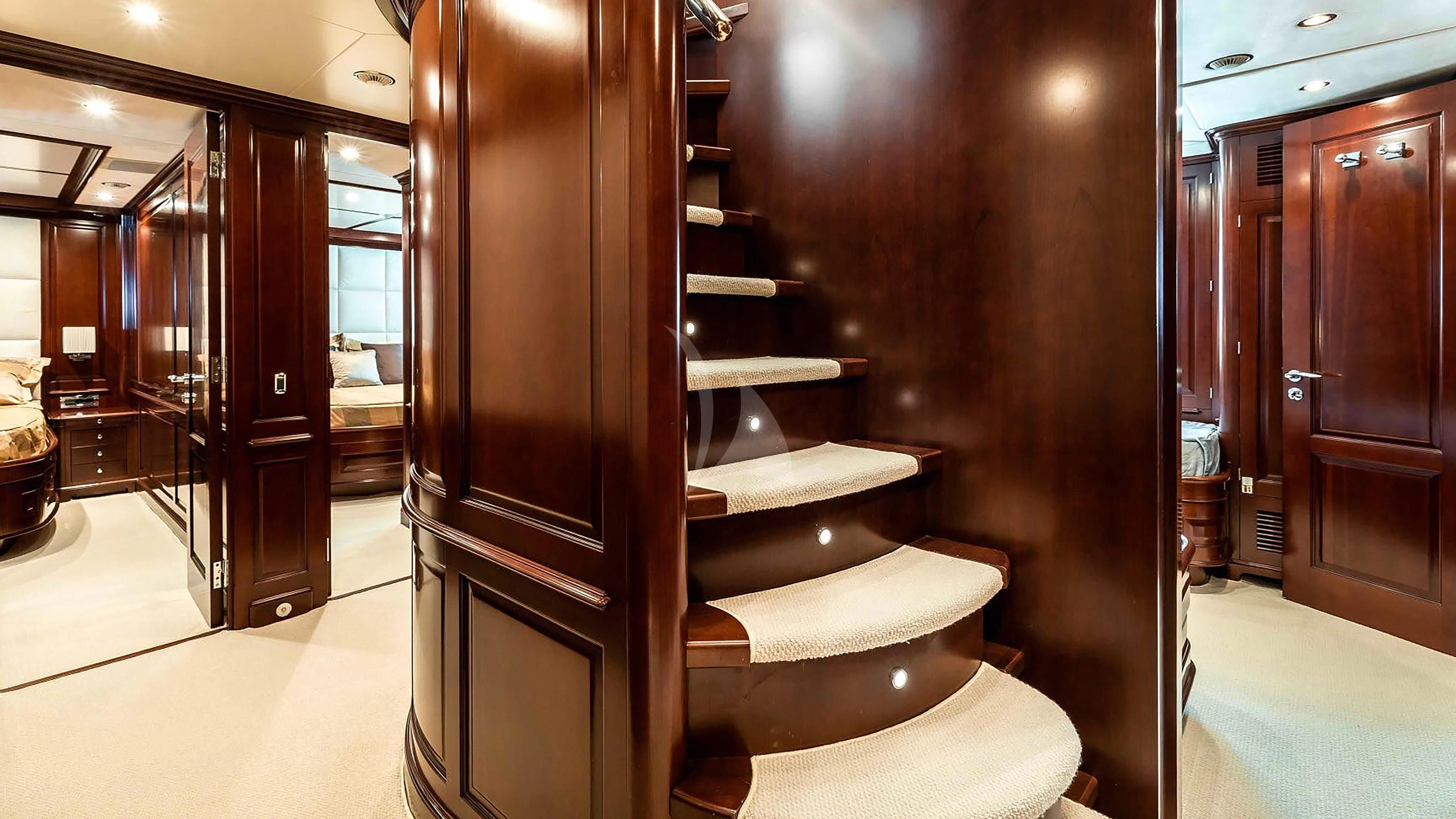 a bathroom with a large wooden cabinet aboard MI AMORE JULIA Yacht for Sale