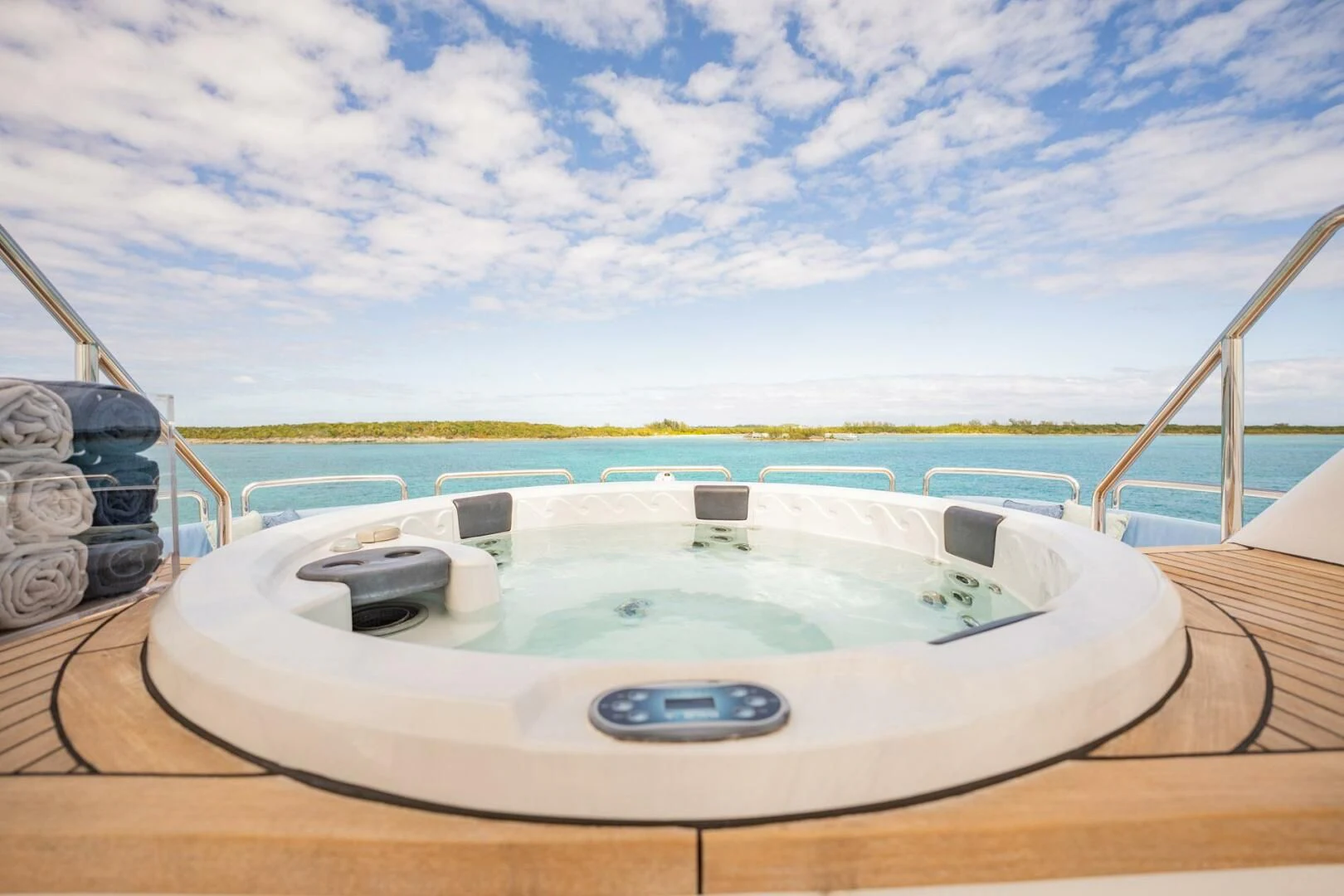 a pool on a deck aboard ISLAND HEIRESS Yacht for Charter