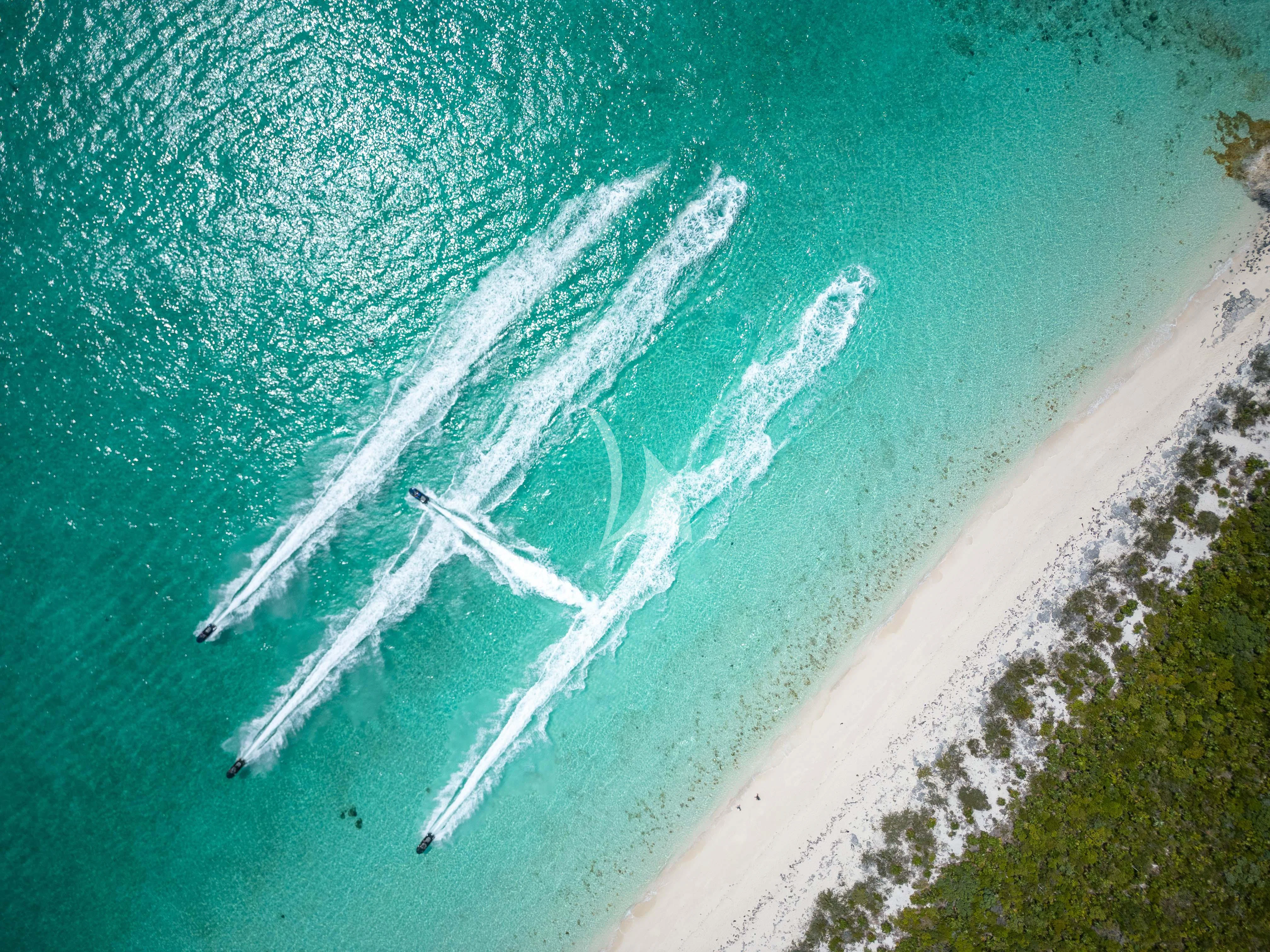 aerial view of a beach aboard ISLAND HEIRESS Yacht for Charter