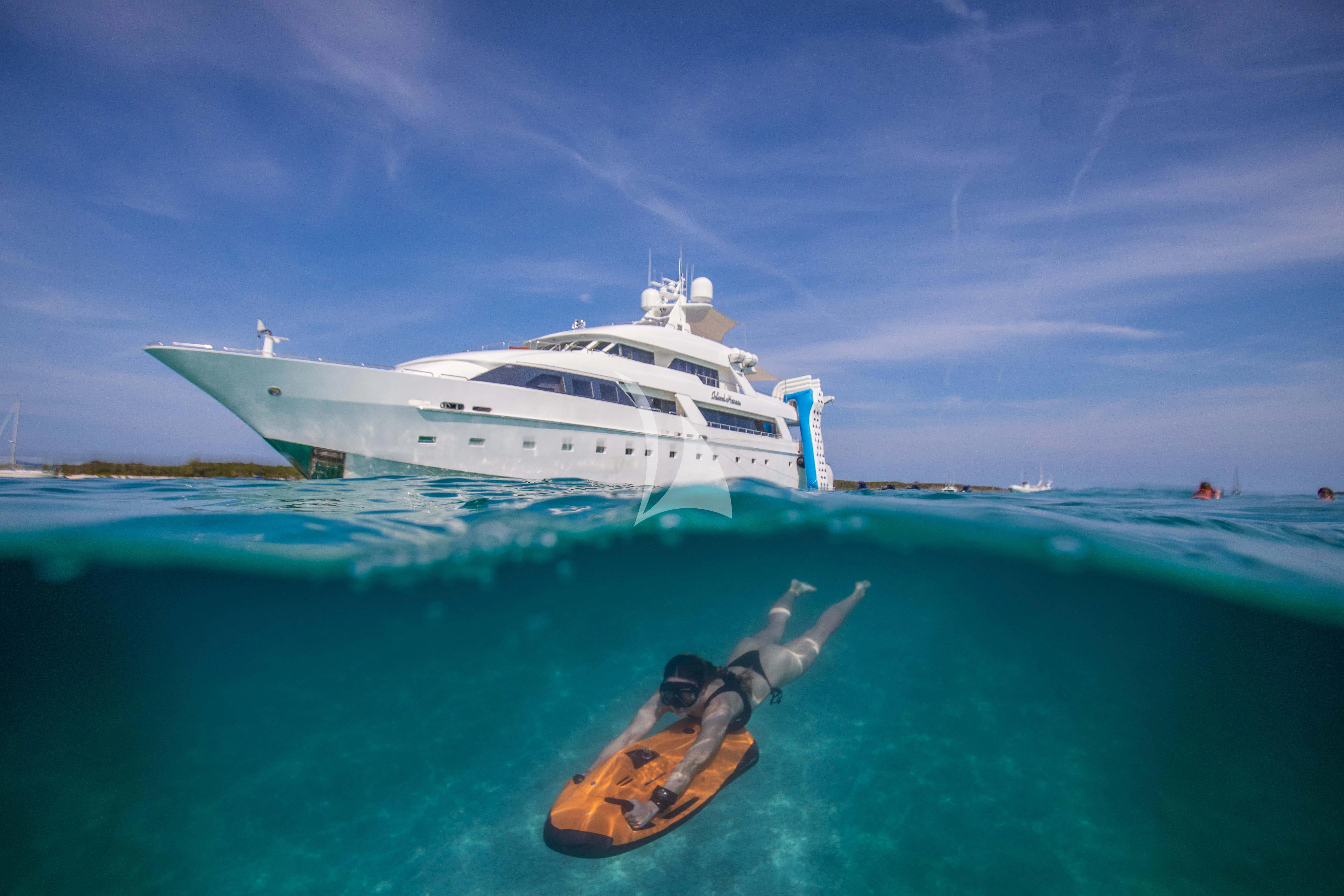 a boat in the water aboard ISLAND HEIRESS Yacht for Charter