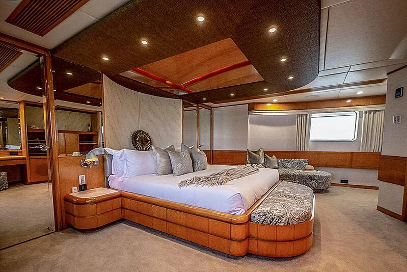 a large bed in a room aboard ISLAND HEIRESS Yacht for Charter