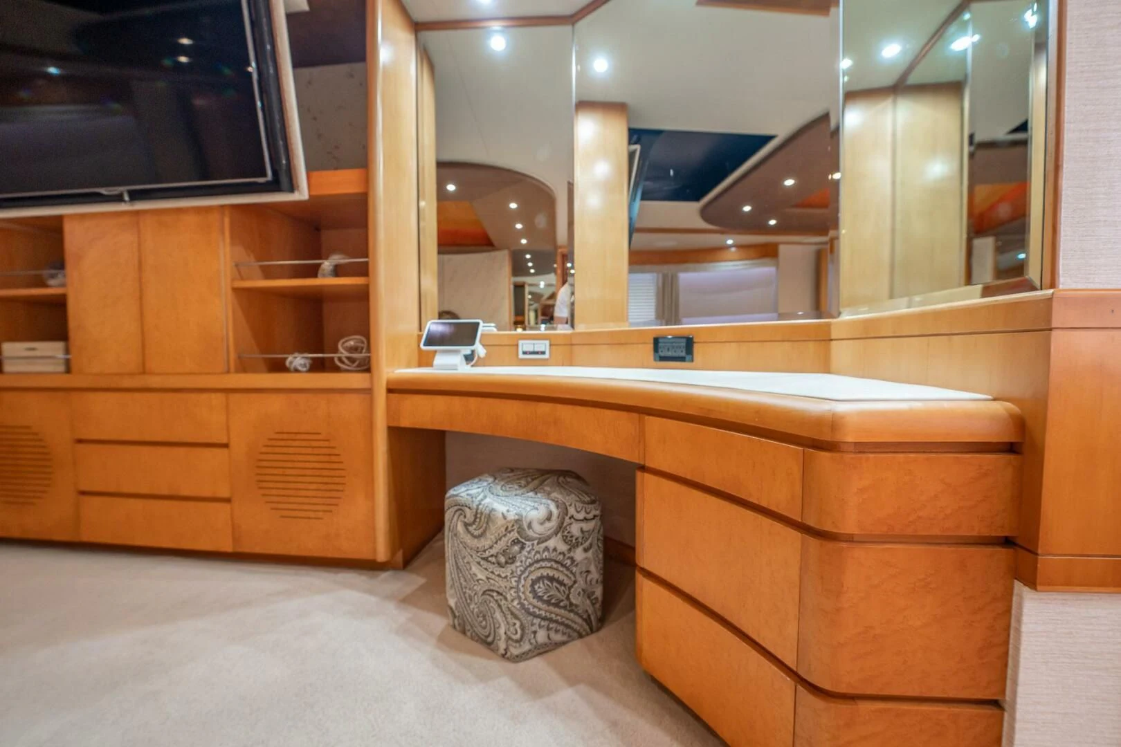 a room with a large shelf and a small turtle in it aboard ISLAND HEIRESS Yacht for Charter