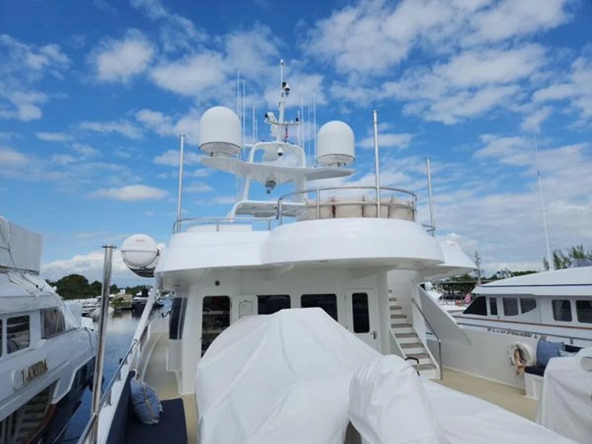 a group of boats in a harbor aboard ISLAND HEIRESS Yacht for Charter