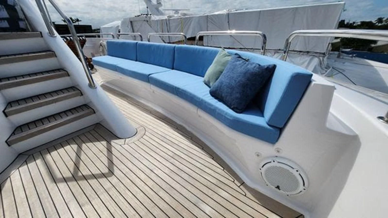 a deck with a pool and a deck aboard ISLAND HEIRESS Yacht for Charter