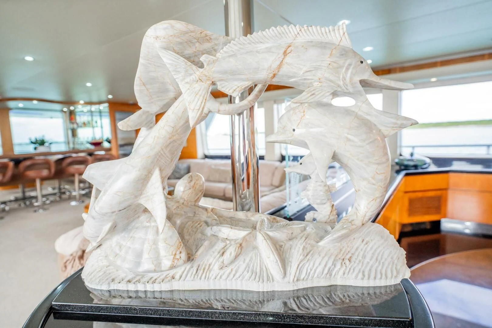 a statue of a dragon aboard ISLAND HEIRESS Yacht for Charter