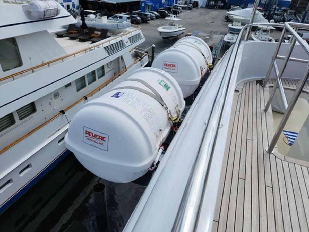 a large white machine on a conveyor belt aboard ISLAND HEIRESS Yacht for Charter