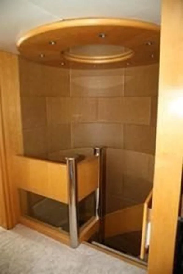 a bathroom with a glass shower aboard ISLAND HEIRESS Yacht for Charter