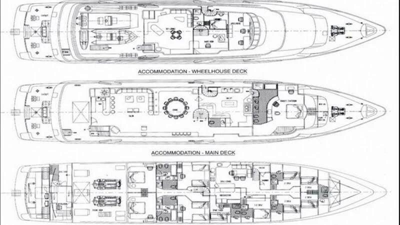 diagram, engineering drawing aboard ISLAND HEIRESS Yacht for Charter