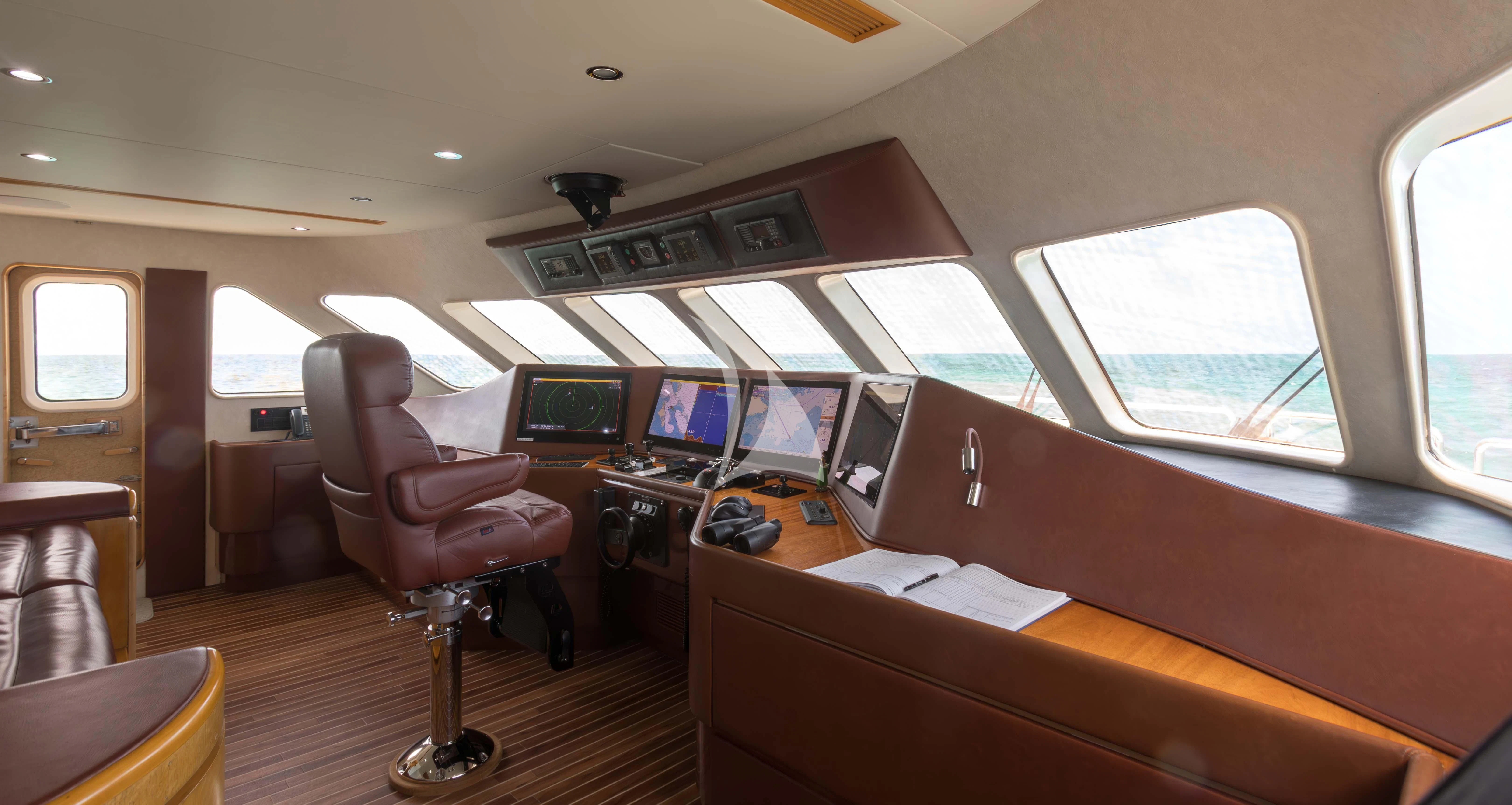 inside of a vehicle with computers aboard ISLAND HEIRESS Yacht for Charter