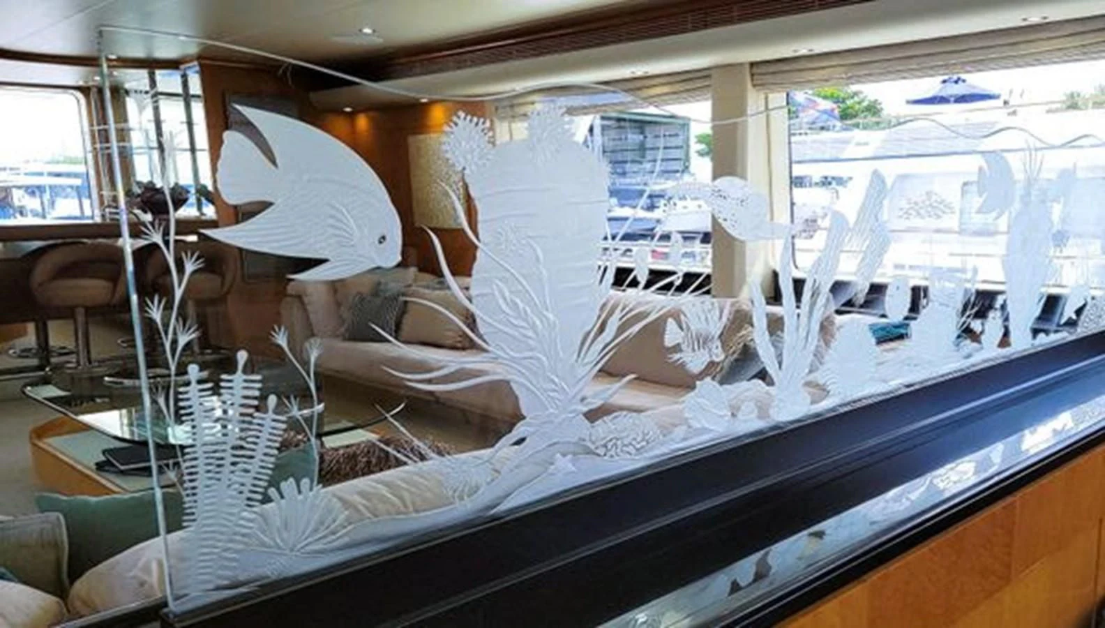 a large white object on a glass surface aboard ISLAND HEIRESS Yacht for Charter