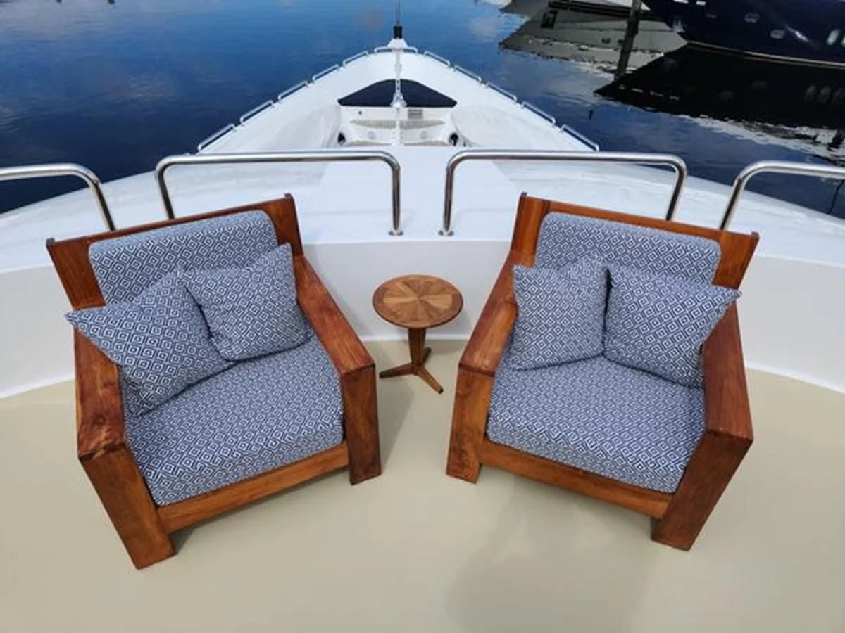 a couple of chairs on a boat aboard ISLAND HEIRESS Yacht for Charter