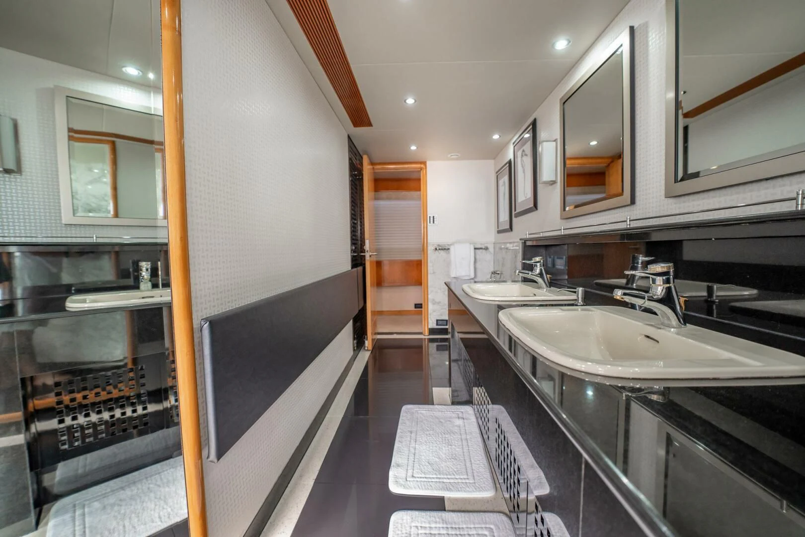 a kitchen with a large countertop aboard ISLAND HEIRESS Yacht for Charter