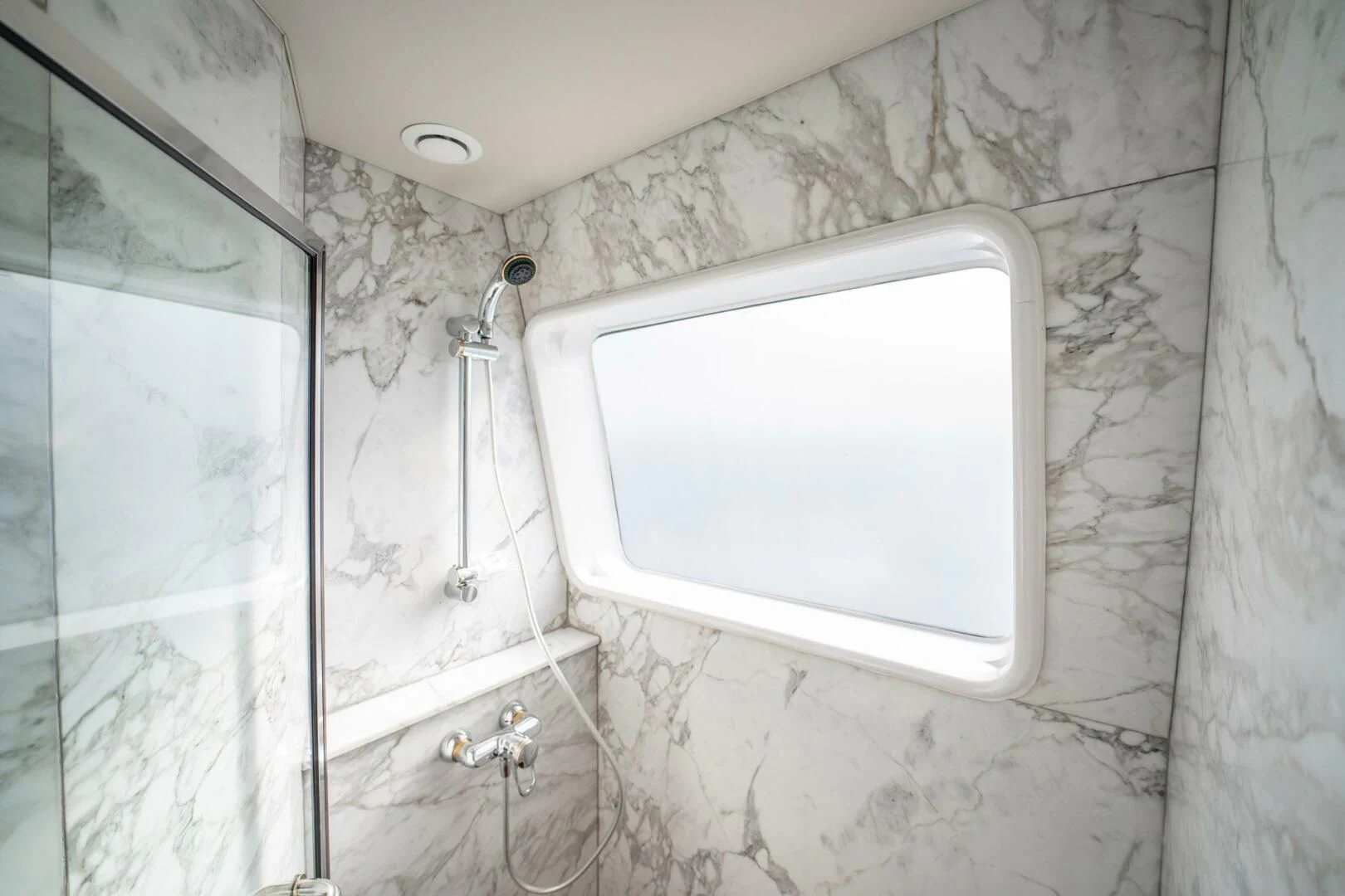 a white rectangular window on a white wall aboard ISLAND HEIRESS Yacht for Charter