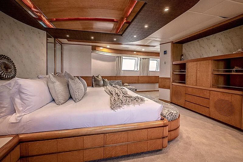 a large bed in a room aboard ISLAND HEIRESS Yacht for Charter