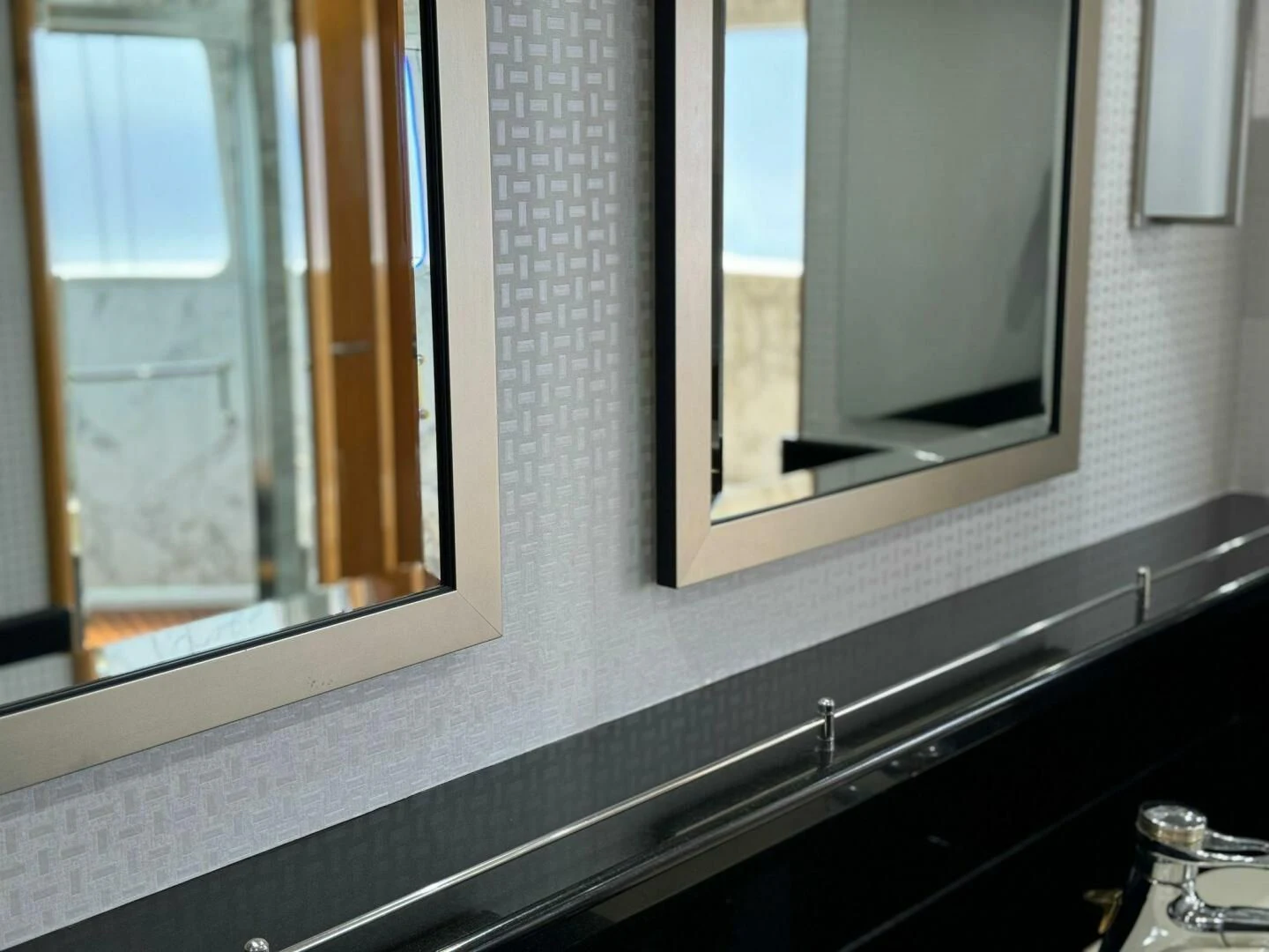 a window with a grid of glass aboard ISLAND HEIRESS Yacht for Charter