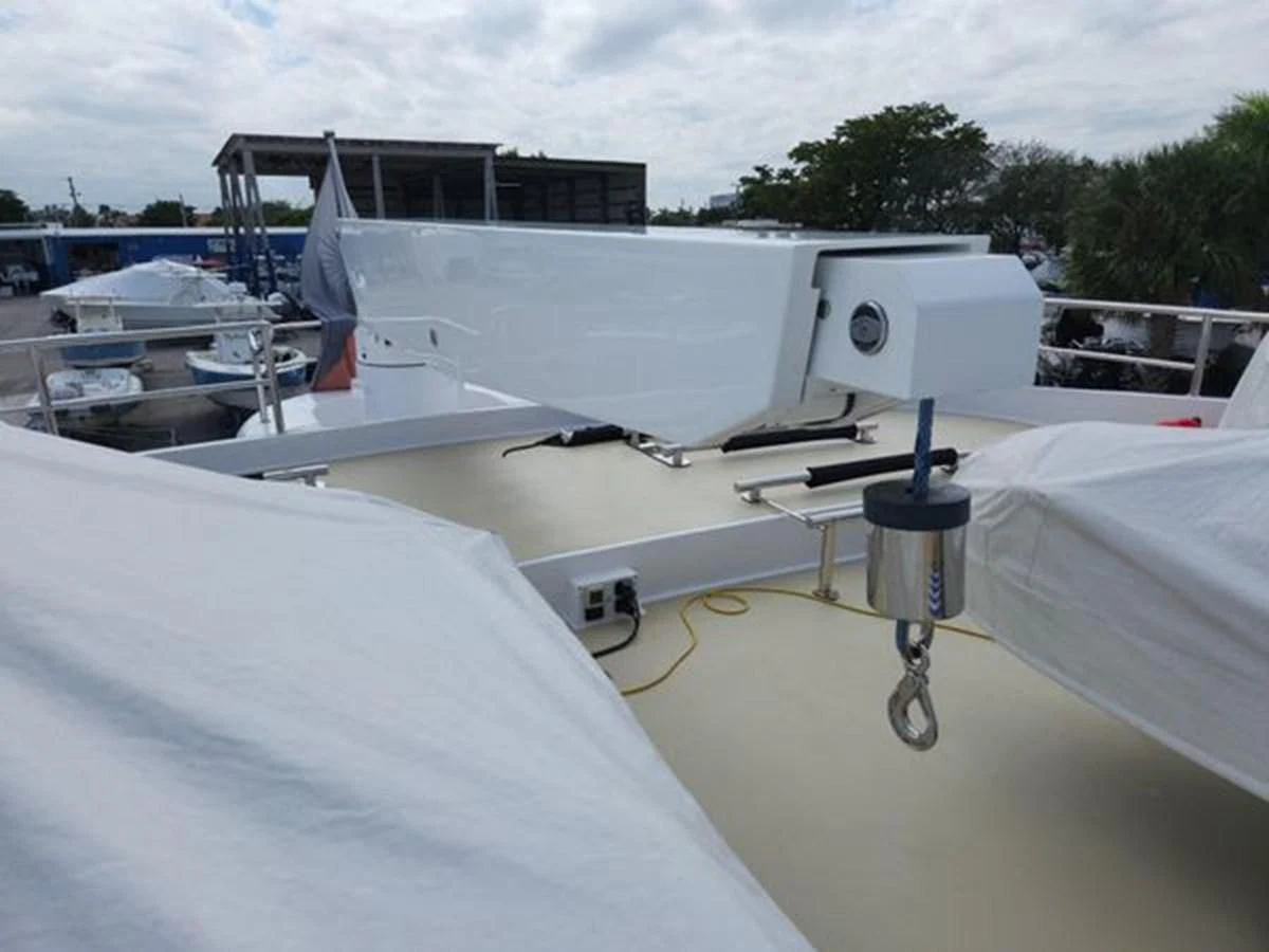 a white satellite dish on a white surface aboard ISLAND HEIRESS Yacht for Charter