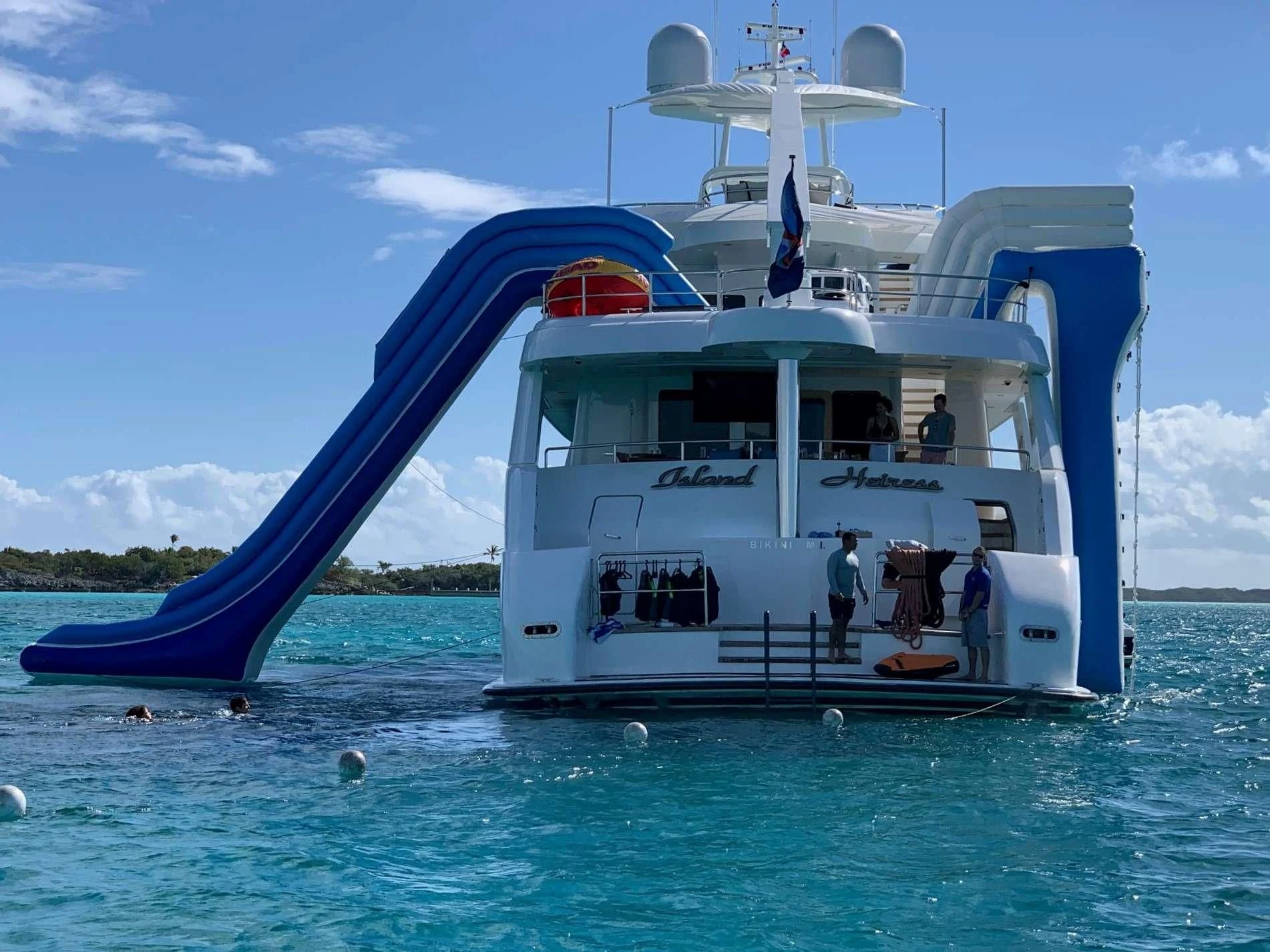 a boat with people on it aboard ISLAND HEIRESS Yacht for Charter
