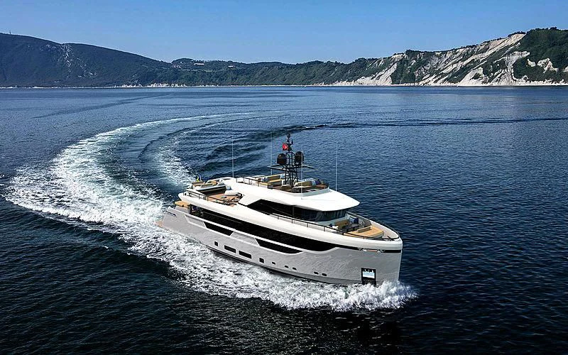 a boat on the water aboard EBYSHINE Yacht for Sale