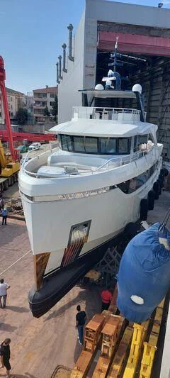 a boat on a trailer aboard EBYSHINE Yacht for Sale