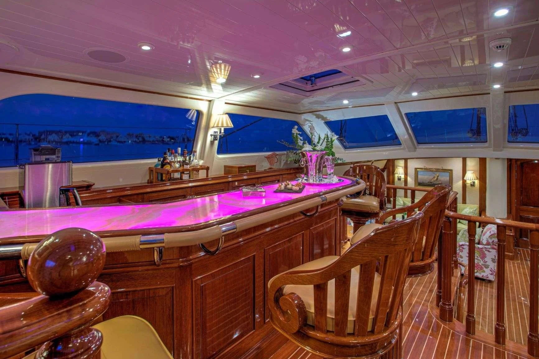 a pool table in a room aboard WHISPER Yacht for Sale